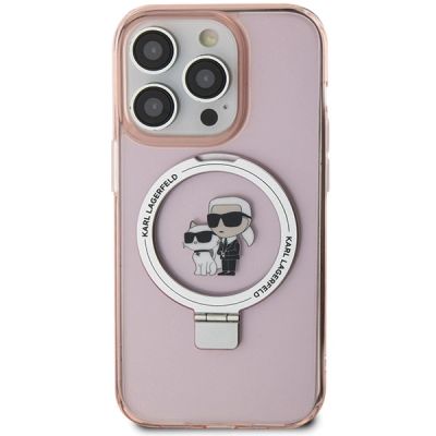 3. Karl Lagerfeld KLHMP15LHMRSKCP iPhone 15 Pro 6,1" rosa/rosa Hardcase Ringständer Karl&Choupette MagSafe