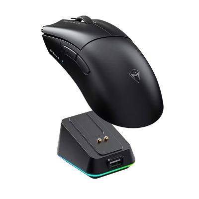 3. Machenike L8 Max Kabellose Gaming-Maus mit Ladestation – Schwarz