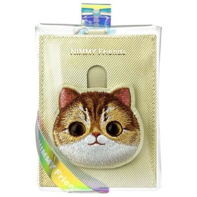 6. Nimmy Big Eyed Pet 2.0 Kartenetui mit Katzenmotiv, Beige