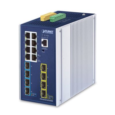 PLANET IP30 DIN-Schienen-Industrie-L3-Managed-Gigabit-Ethernet (10/100/1000) Aluminium, Blau