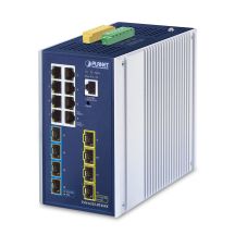 PLANET IP30 DIN-Schienen-Industrie-L3-Managed-Gigabit-Ethernet (10/100/1000) Aluminium, Blau