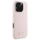 4. Guess Silikon Script Metal Logo & Frame Hülle für iPhone 16 Pro – Rosa