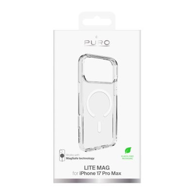 2. Puro Lite Mag TPU+PC Hülle kompatibel mit MagSafe für iPhone 17 Pro Max - Transparent mit weißem Ring