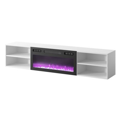 2. POLO TV-Schrank 180x33x39 weiß + schwarzer Kamin