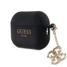 Guess GUAP2LECG4K Hülle für AirPods Pro 2 Cover - schwarzer Flüssigsilikon-Glitzer-Dreiecksanhänger