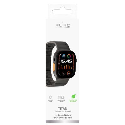 4. Puro TITAN Edelstahl Apple Watch Armband 42/44/45/49mm - Schwarz