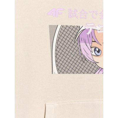 7. Mädchen-Sweatshirt mit Kapuze, offen, 4F 4FJRAW25TSWSF2294-11S