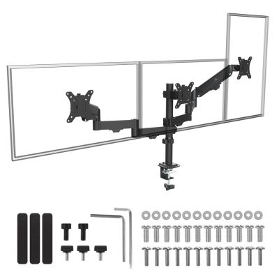 14. MACLEAN 3-Monitor-Halterung, Gasfeder, 17"-27", 2-8 kg, Schwarz MC-137