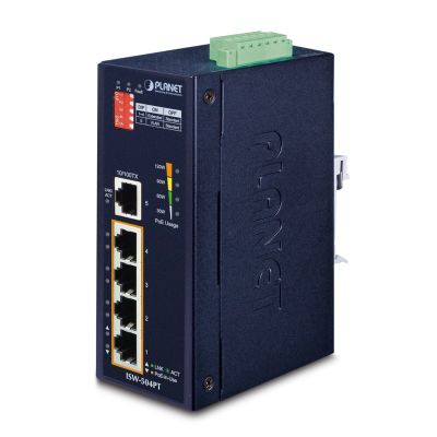 PLANET ISW-504PT Netzwerk-Switch Unmanaged L2 Fast Ethernet (10/100) PoE-Unterstützung Schwarz