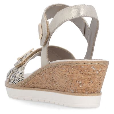 7. Goldene Keilsandalen aus Leder für Damen, Remonte by Rieker R6266-90