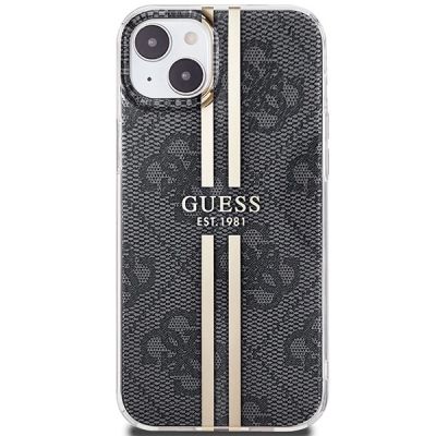 3. Guess IML 4G Gold Stripe Hülle für iPhone 15 Plus / 14 Plus – Schwarz
