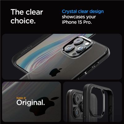 2. Spigen Crystal Hybrid-Hülle für iPhone 15 Pro – Schwarz