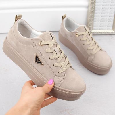 15. Filippo W PAW315C beige Plateauschuhe aus Wildleder