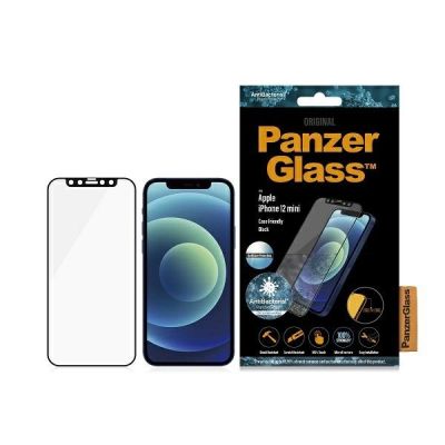 PanzerGlass E2E Entspiegeltes gehärtetes Glas für iPhone 12 Mini, hüllenkompatibel, antibakteriell, entspiegelt – Schwarz