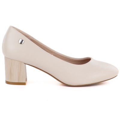 Beige Sergio Leone PB404 Damenpumps mit Blockabsatz