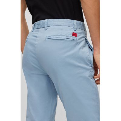 5. Hugo Boss Herren Slim-Fit Hose aus Stretch-Baumwoll-Gabardine, Hellblau (50468314-451)