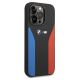 4. BMW Silikonhülle mit blauen und roten Streifen aus der M-Kollektion für iPhone 15 Pro Max – Schwarz