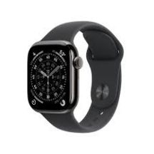 Apple Watch Series 11 GPS + Cellular 42 mm, Gehäuse aus Schiefertitan mit schwarzem Sportarmband – S/M