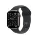 Apple Watch Series 11 GPS + Cellular 42 mm, Gehäuse aus Schiefertitan mit schwarzem Sportarmband – S/M
