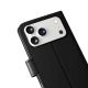 9. Puro Wallet Stand Case für iPhone 17 Pro Max aus Öko-Leder, mit Klappe, Geldbörse und Standfunktion - Schwarz