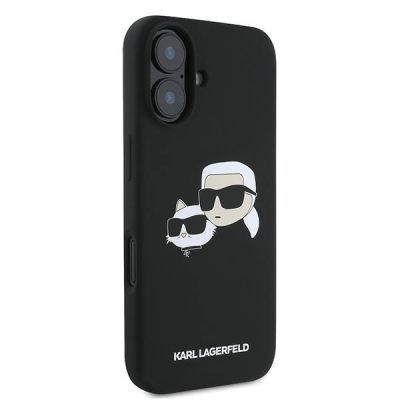 4. Karl Lagerfeld Silikon Case Nauble Heads Print MagSafe für iPhone 16 Plus - Schwarz