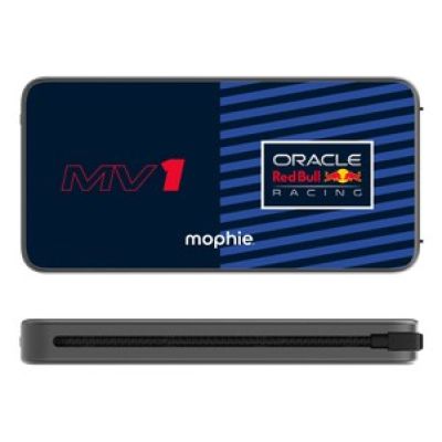 3. Powerbank Mophie Powerstation Plus 10K Red Bull Racing MV1 – Powerbank 10000 mAh mit integriertem USB-C- und Lightning-Kabel (1x USB-C-Anschluss)
