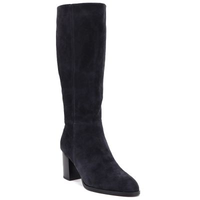 Graue Damen-Lederstiefel mit Absatz Vinceza 67049