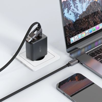 5. Acefast C13-04 USB-C - USB-A / USB-C Kabel 480Mb/s 3A 1,2m - Schwarz