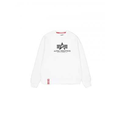 2. Alpha Industries Basic Sweater schwarzes Herren Sweatshirt mit offener Vorderseite und Logo-Print (178302-09)