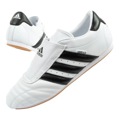 Adidas Damen-Taekwondo-Sportschuhe, weiße Leder-Slipper