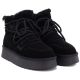 6. Damen-Ankle-Boots aus Leder mit Plateausohle, Wildleder, schwarz, Big Star UU274314