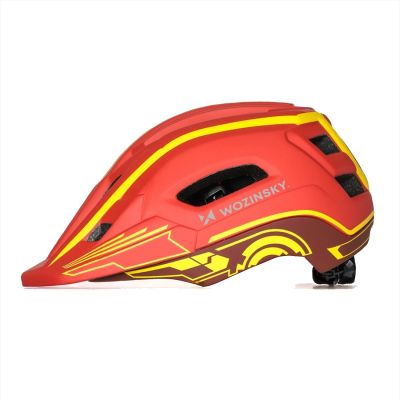 5. Wozinsky Kinder-Integralhelm mit USB-Rücklicht, Größe S – Rot und Gelb
