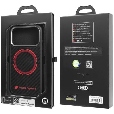 10. Audi RSQ Carbon Fiber Sport Red Circle MagSafe Case für iPhone 17 Pro - Schwarz