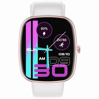 3. GRAVITY GT18-2 Damen-Smartwatch, pinkes Silikonarmband + weißes Armband