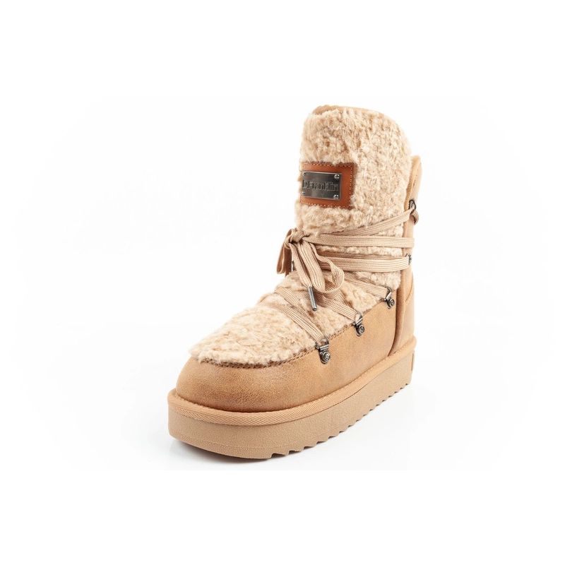 12. D.Franklin Damen Winter Schneestiefel, modisches Fellfutter, braun beige