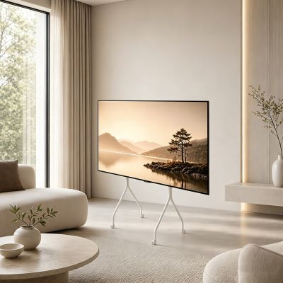 4. MACLEAN TV-STÄNDER / -WAGEN FÜR MACLEAN FERNSEHER, AUF ROLLEN, 37-80", MAX. BELASTUNG 50 kg, MAX. VESA 600 x 400, WEISS, MC-180