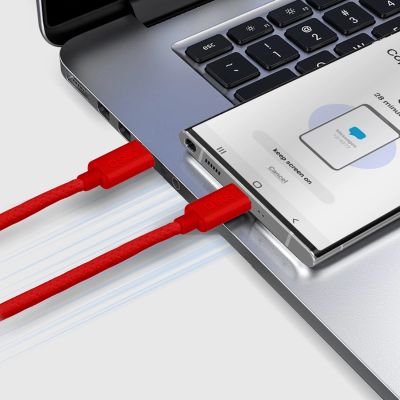 6. SBS TECABLETISSUETCCR USB-C – USB-C-Kabel 1,5 m 60 W geflochten – rot