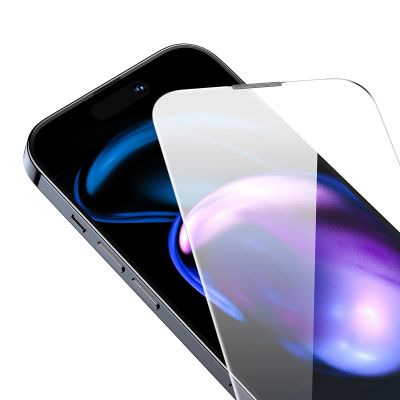 7. Baseus Vollbild-Hartglas für iPhone 14 Pro mit Lautsprecherabdeckung 0,3 mm + Montagerahmen