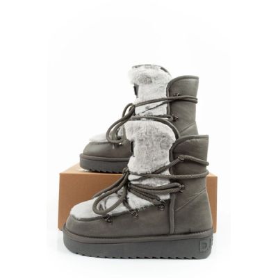 10. D.Franklin Damen Winter Schneestiefel, modisches Fellfutter, grau