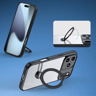 4. Dux Ducis Aimo Mag Case mit Magnetring und Ständer für iPhone 17 Pro Max - Schwarz