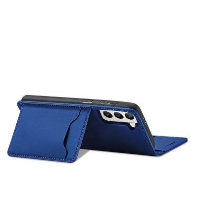 6. Magnetkartenhülle Hülle für Samsung Galaxy S22+ (S22 Plus) Tasche Geldbörse Kartenhalter Blau