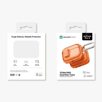 14. AmazingThing Titan Pro Mag Hülle, transparent, für AirPods Pro 3 – Orange