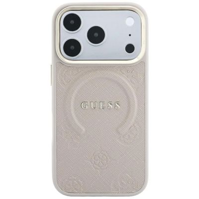 3. Guess Saffiano Peony & Ring MagSafe Hülle für iPhone 17 Pro Max / 18 Pro Max - Pink