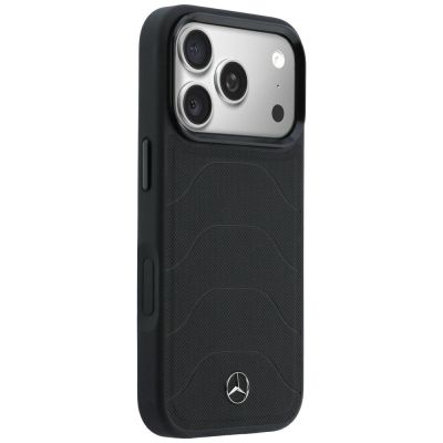 4. Mercedes Leder-Mesh-Hülle mit Bow Line MagSafe für iPhone 17 Pro Max – Schwarz