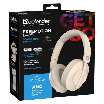 10. Defender Bluetooth Freemotion Kopfhörer B485 ANC Beige 63486