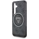 6. Guess 4G Glitzer Dreieck Knöpfe MagSafe Hülle für Samsung Galaxy S25 Plus Schwarz
