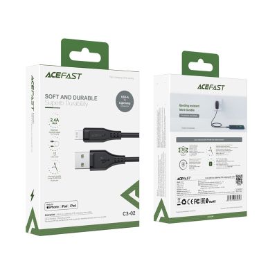 5. Acefast Kabel MFI USB - Lightning 1,2m, 2,4A schwarz (C3-02 schwarz)