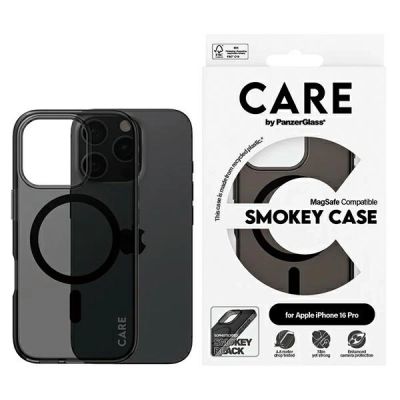 CARE by PanzerGlass Flaggschiff-Hülle iPhone 16 Pro 6,3" rauch/rauchig MagSafe 1350