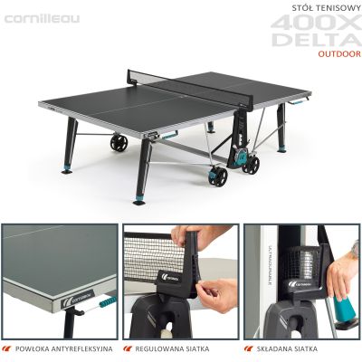 2. Cornilleau 400X Delta Outdoor-Tischtennisplatte grau