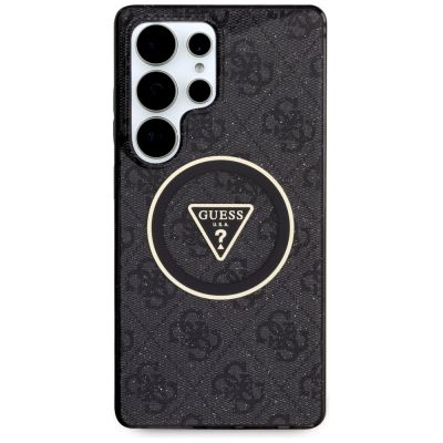 3. Guess 4G Glitter Triangle Buttons MagSafe Hülle für Samsung Galaxy S25 Ultra Schwarz